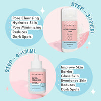 Glamveda Korean Rice & Ceramide 7 Step Weekly Skincare Routine For Women with Gift Box | Face wash, Peel Off Mask, Toner, Serum, Under eye cream, Moisturizer & Sunscreen