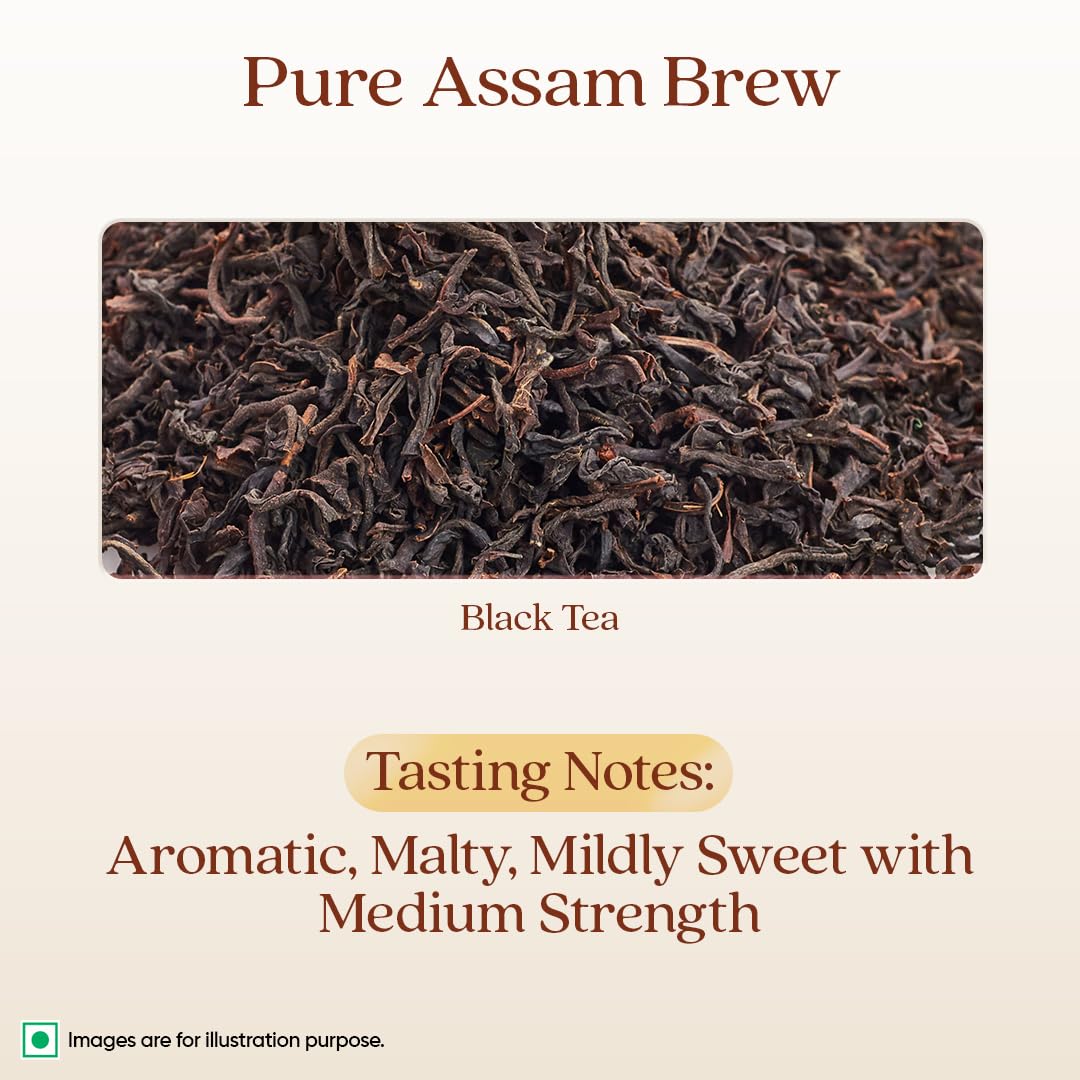 1868 by TATA Tea Assam Orthodox, Pure Assam Black Tea, Dry Rolled Whole Loose Leaves with Golden Tips, Aromatic, Malty, Mildly Sweet, From House of TATA (50 Cups/100g)