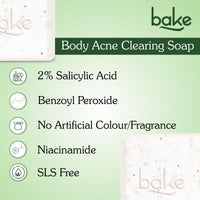 BAKE 2% Salicylic Acid Soap (2 pcs) Scrub Treatment with Niacinamide for Body & Back Acne, Reduces Strawberry Legs | Fades Dark Spots | Non Drying Formula | Soap For Men & Women | 100g x 2