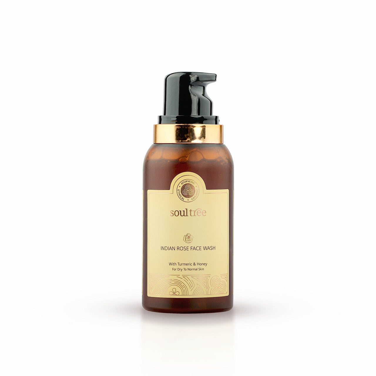 SoulTree Ayurvedic Indian Rose Face Wash With Turmeric & Honey For Dry to Normal Skin - Heals and Prevents Blemishes, Deeply Hydrates, and Nourishes Naturally-120ml