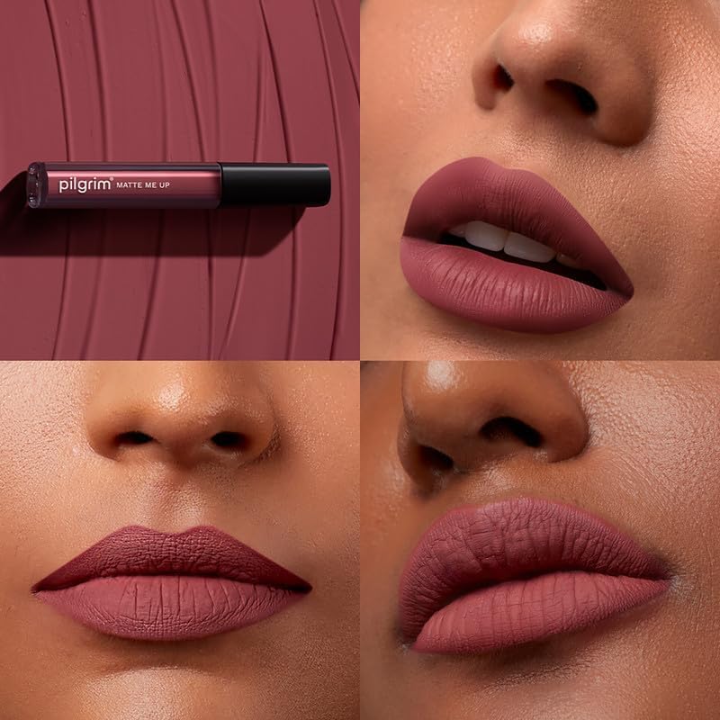 Pilgrim Liquid Matte Lipstick - Blushin' Nude | Lipstick for Women with Hyaluronic Acid & Spanish Squalane | Transferproof, Long Lasting & Non Drying with Hydrating Ingredients 3gms