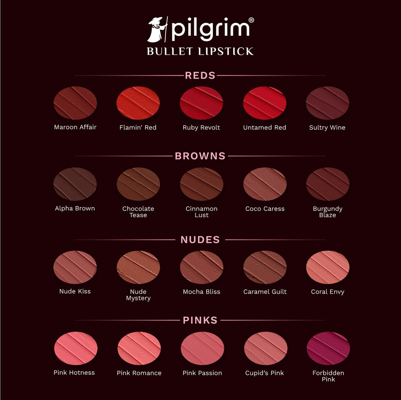 Pilgrim Matte Bullet Lipstick Intense Colour Transferproof & Smudgeproof Flamin' Red-21