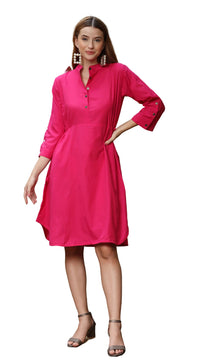 DHRUVI TRENDZ Kurti for Women || Soft Cotton Plain Long Straight Kurtis for Girls || Stitched Collar Kurta || Ideal for Office || Casual || Collage || Festival Wear Kurtis for Ladies