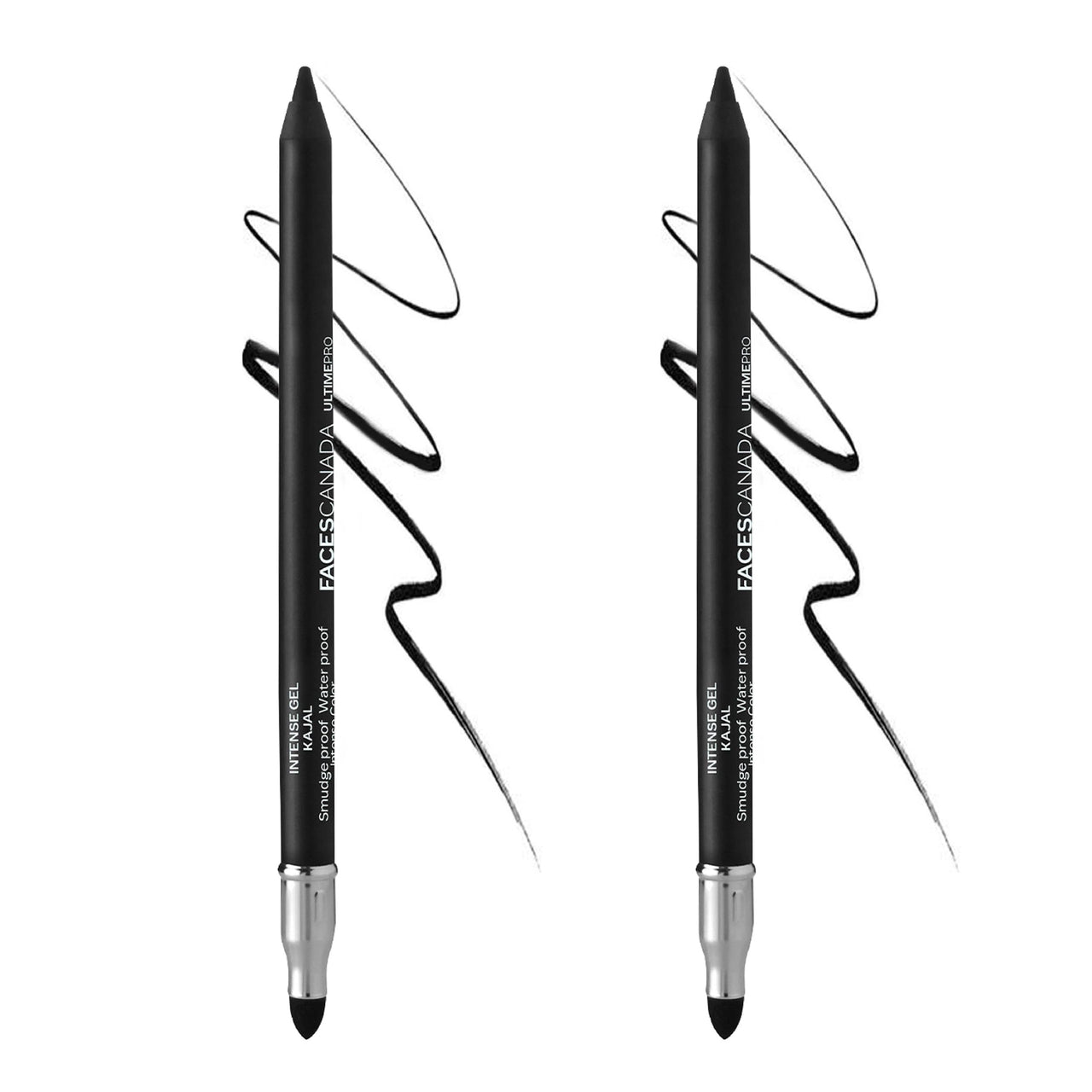FACESCANADA Ultime Pro Intense Gel Matte Kajal With Smudger & Sharpener - Black, 1.2g | 24 Hr Long Stay | Water & Smudgeproof | One Swipe Smooth Application | 3-in-1 Kajal, Eyeliner, Smokey Eyeshadow