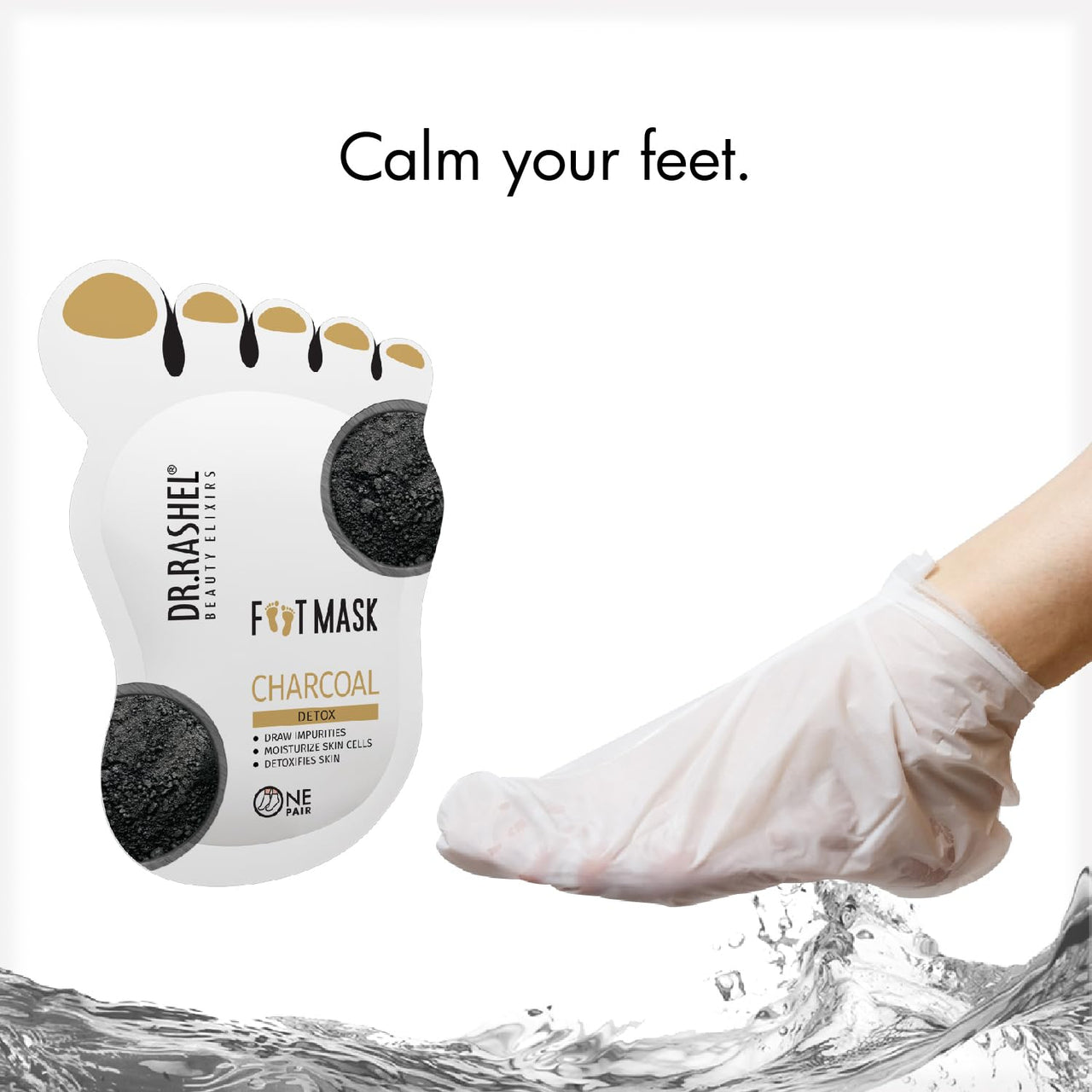 Dr.Rashel Charcoal Peeling Mask for Cracked Feet | Dead Skin Remover | Heel Peel Pedicure | At Home Foot Care | Lavender | Exfoliant Foot Crack Mask with Moisturising Agents