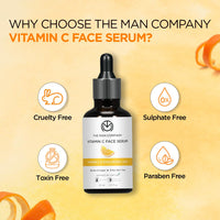 The Man Company 40% Vitamin C Face Serum With Hyaluronic Acid | Boosts Collagen | Glowing & Brightening Skin | Soft, Smooth & Supple | All Skin Types - 30ml