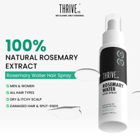 ThriveCo Rosemary Water Hair Spray | with 100% Natural Rosemary Extract, Rice Water & Hyaluronic Acid | Hair Growth, Conditioning & Shine | Men & Women, 100ml Each