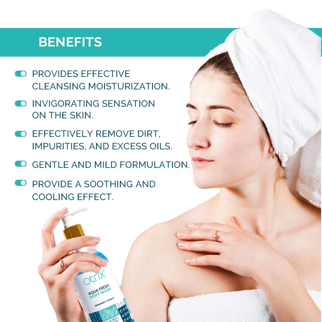Otrix Aqua Fresh Body Wash, 290ml – With Argan Oil and Palmitic Acid – Hydrating and Refreshing Formula with Aloe and Citrus – Sulfate and Paraben Free
