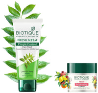Biotique Bio Fruit Whitening Lip Balm, 12G And Biotique Bio Neem Purifying Face Wash For All Skin Types, 150Ml