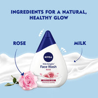 Nivea Women Face Wash for Sensitive Skin, Milk Delights Rose, 100 ml & Shower Gel, Creme Care Body Wash, Women, 250ml