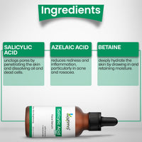 KAZIMA 2% Salicylic Acid Face Serum for Acne, Blackheads & Open Pores | Reduces Excess Oil & Exfoliates Skin | Salicylic Acid Serum for Acne-prone & Oily Skin | For Women & Men | 30 ml