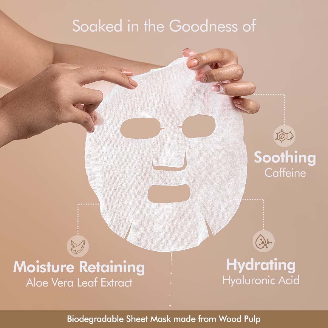 mCaffeine Green Tea & Coffee Sheet Masks with Vitamin C, Hyaluronic Acid, Niacinamide, Coconut Water & Fruit AHA Mix for Hydrated & Glowing Skin| Face Sheet Masks for Women & Men - Pack of 6 | 120g