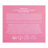 Moody Plush 3-in-1 Lip, Cheek & Eye Cream - Bubblegum Burst with Cacao Butter, Shea Butter & Jojoba Oil | Long Lasting | Paraben Free Lip Balm Moisturizer For All Skin Type, 5gm