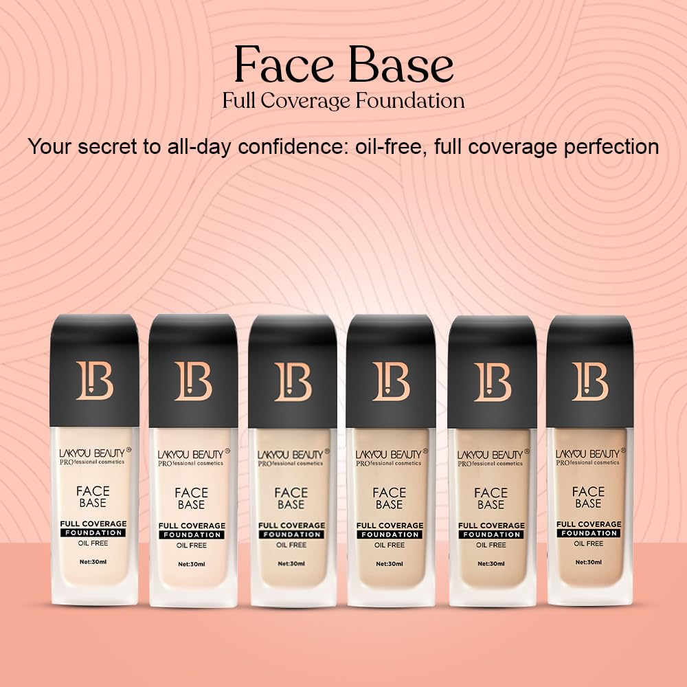 Lakyou Beauty Face Base Full Coverage Foundation | Waterproof | SPF 20 | ALL Skin TYPE | Shade-01(White Ivory) | Pack Of 2