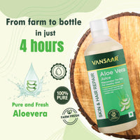Vansaar Aloe Vera Juice - 1L | For Glowing Skin & Healthy Hair | 100% Natural, Cold Pressed with Pulp