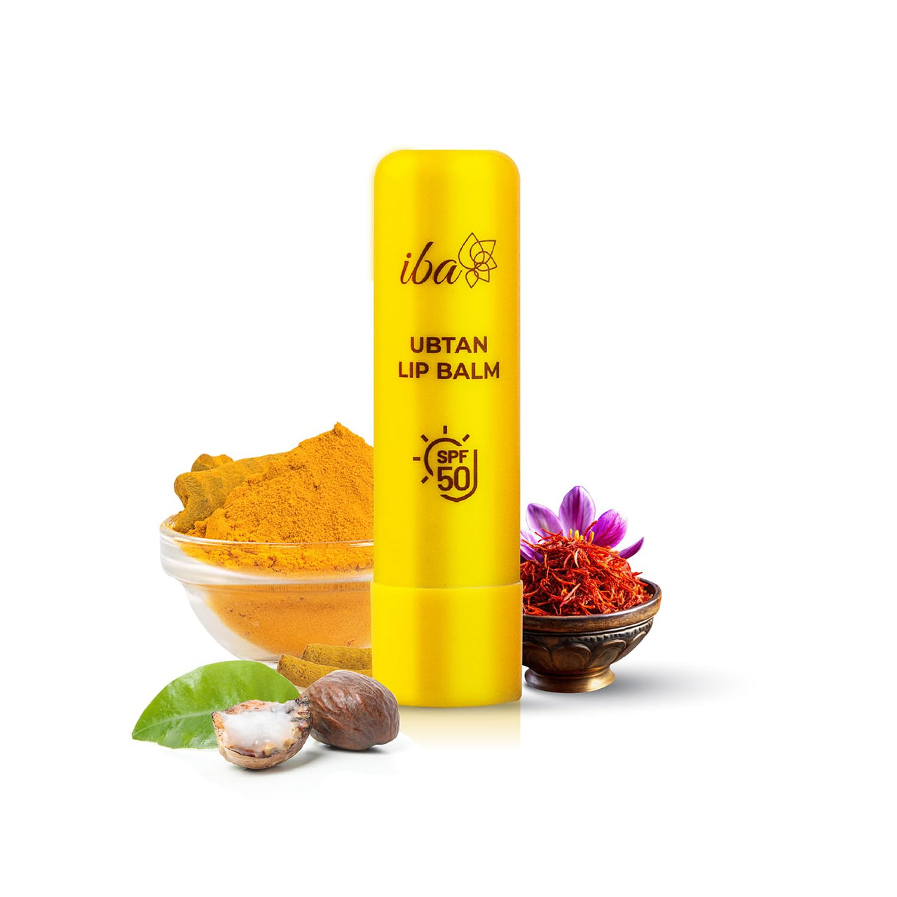 Iba Ubtan Lip Balm SPF 50 for Women | Repairs Damaged Lip | Non-Sticky | Lightweight | Pigmentation & Sun Damage Sun Protector UVA & UVB | 4.5g