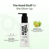 Alive & Well Glow Up Illuminating Facewash, with Pentavitin and Kakadu Plum, Crafted By Dermatologists for 72 Hours Skin Hydration, Reduce Dark Spots and Hyperpigmentation for Men & Women - 100ml