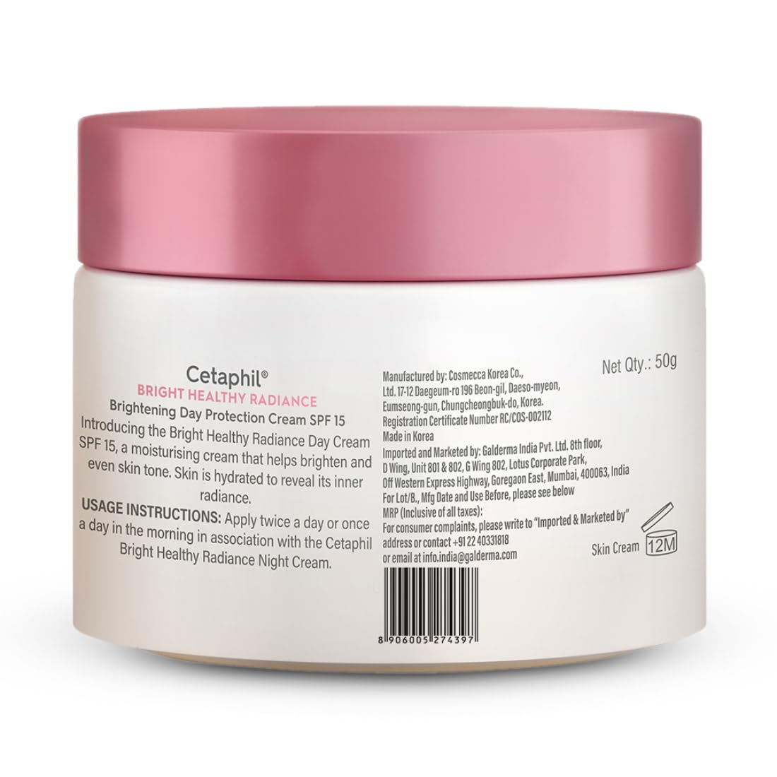 Cetaphil Brightening Day Protection Cream SPF 15-50 g| Day Cream for Dark Spots, Uneven Skin Tone| Niacinamide, Sea Daffodil| Fragrance-Free|