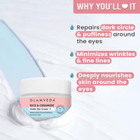 Glamveda Rice & Ceramide Under Eye Cream | Reduces Dark Circles & Puffiness | 15 gm