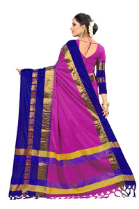 PAREVDEE Women's  Dobby Cotton Saree With Blouse Piece