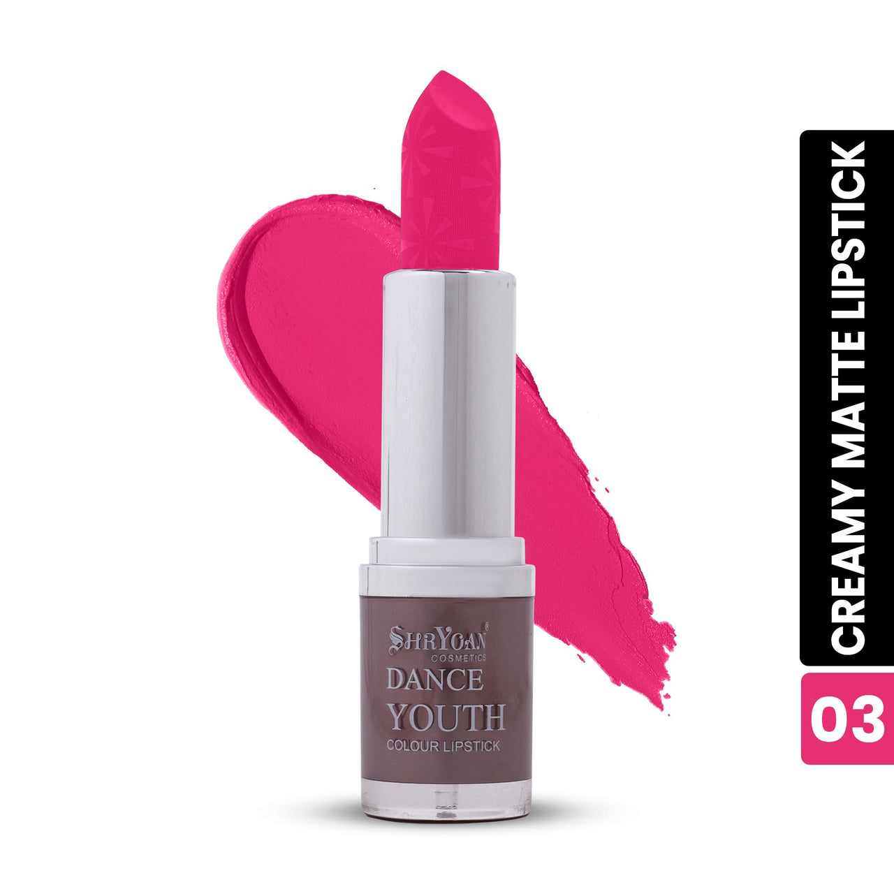Shryoan Dance Youth Colour Matte Lipstick | 24hr Long Lasting, Velvet Texture, Matte Finish, Easy to Glide and Easy to Use (3.8g) (Shade-03)