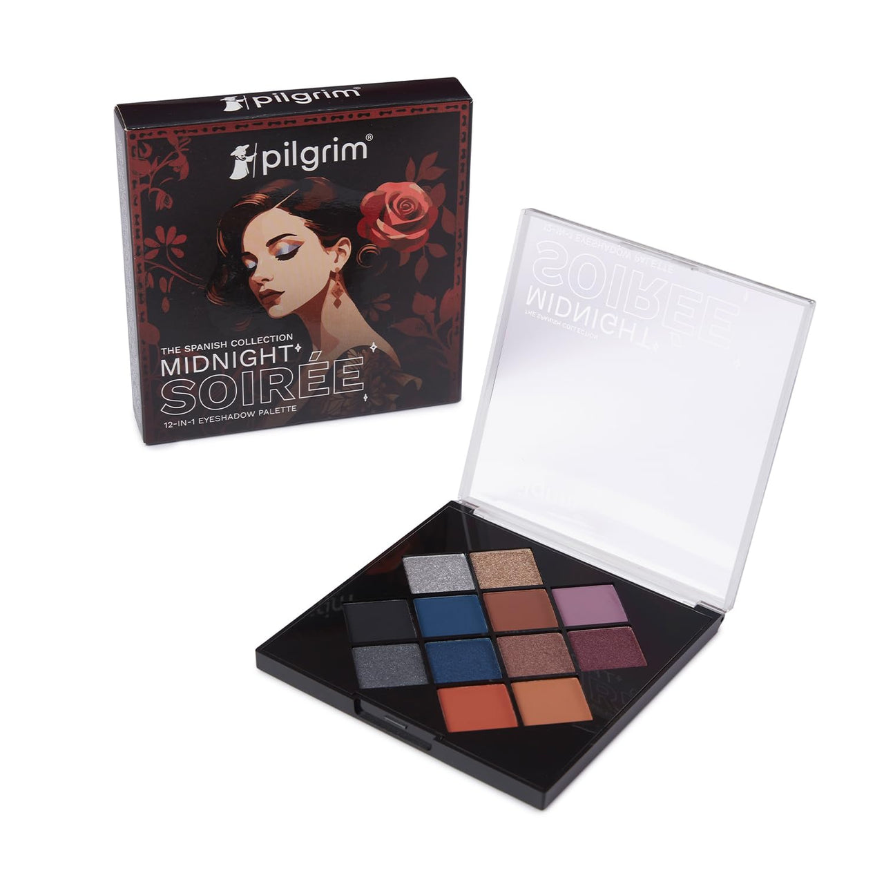 Pilgrim Eyeshadow Midnight Soiree 12-in-1 Highly Pigmented Shades For The Ultimate Glam | 24Gm