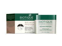 Biotique Bio Milk Protein Whitening & Rejuvenating Face Pack For All Skin Types, 50g & Bio Fruit Whitening & Depigmentation & Tan Removal Face Pack, 75g