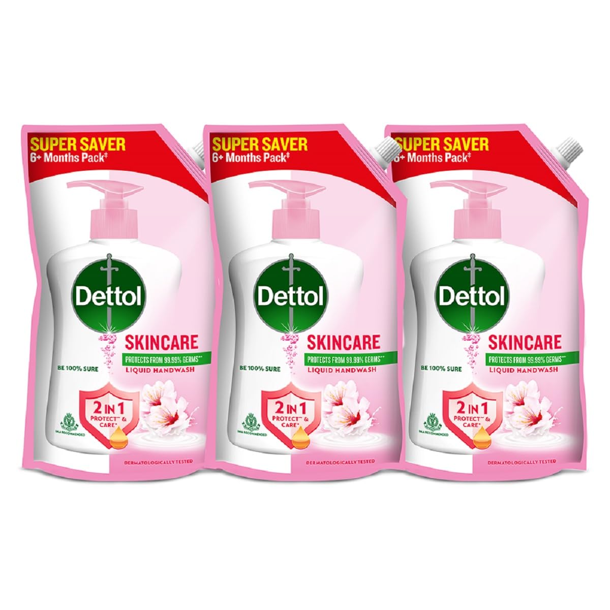 Dettol Liquid Handwash Refill – Skincare Hand Wash- 675ml (Pack fo 3) | pH Balanced | 10x Better Germ Protection