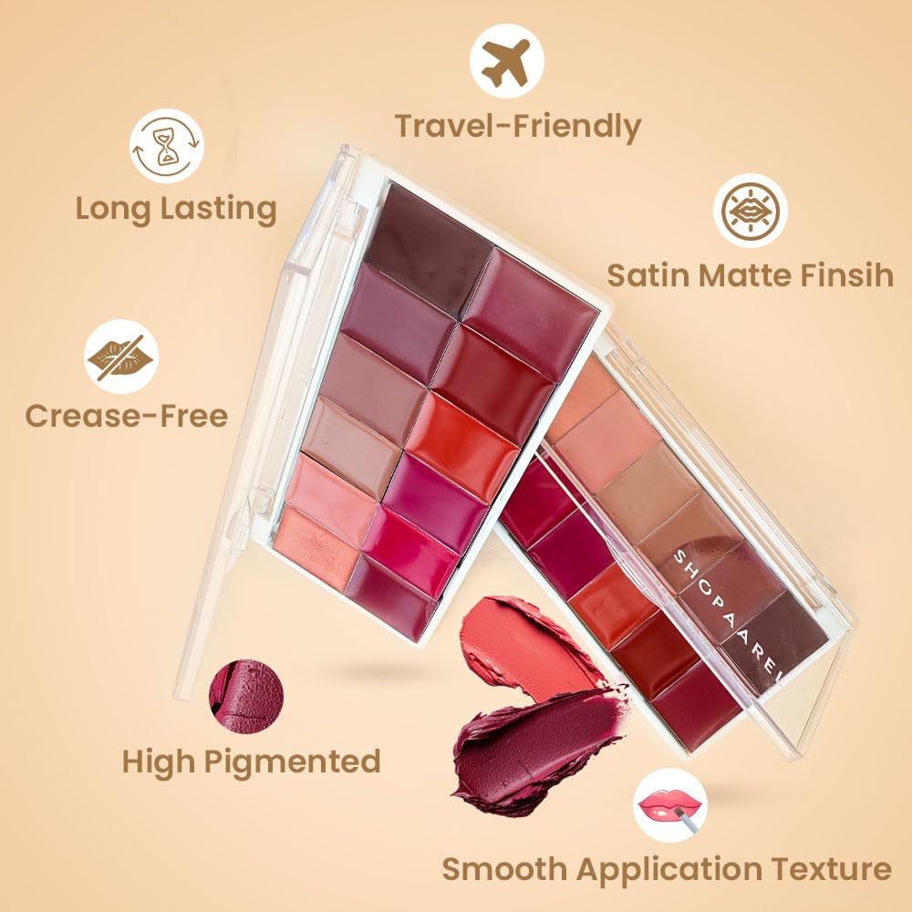 Shopaarel Rich Color Lip Satin Palette, Makeup Set