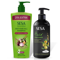 Sesa Anti Hairfall Shampoo and Conditioner Combo Hairfall Control Anti Dandruff Shampoo Infused with 17 Ayurvedic Herbs Smooth & Shiny Hair For Men & Women 500 ml + 300ml