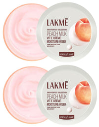 Lakmé Peach Milk Soft Crème Moisturizer for Face 100 g, Daily Lightweight Whipped Cream with Vitamin E for Soft, Glowing Skin - Non Oily 24h Moisture (Pack of 2)