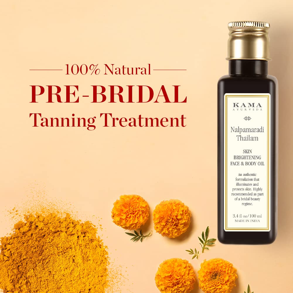 Kama Ayurveda Organic Indigo Powder, 100g & Nalpamaradi Thailam Skin Brightening Treatment- 50 ml