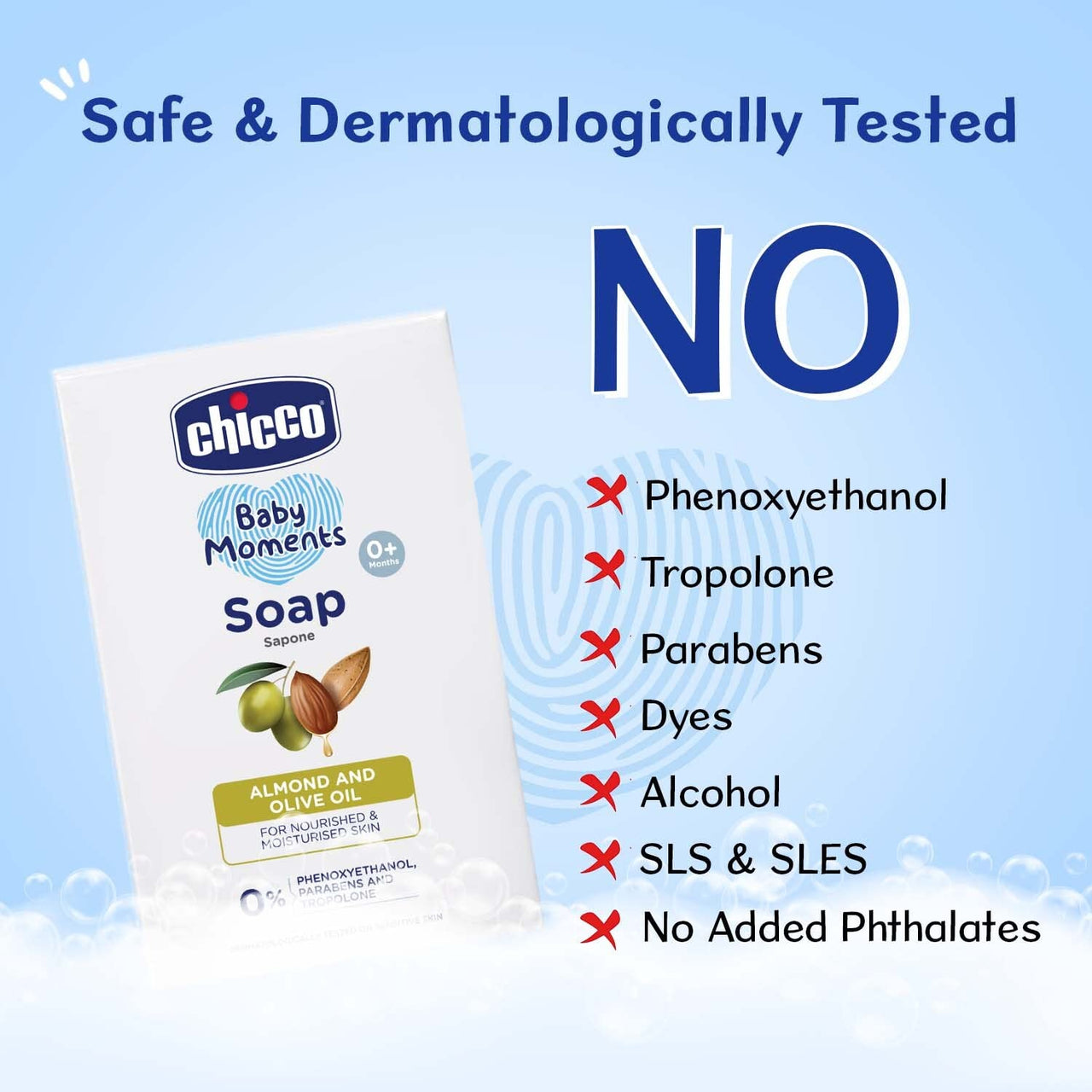 Chicco Baby Moments Soap 125g Buy 3 Get 1 Free For Nourished & Moisturised Skin With Natural Care of Almond & Olive Oil