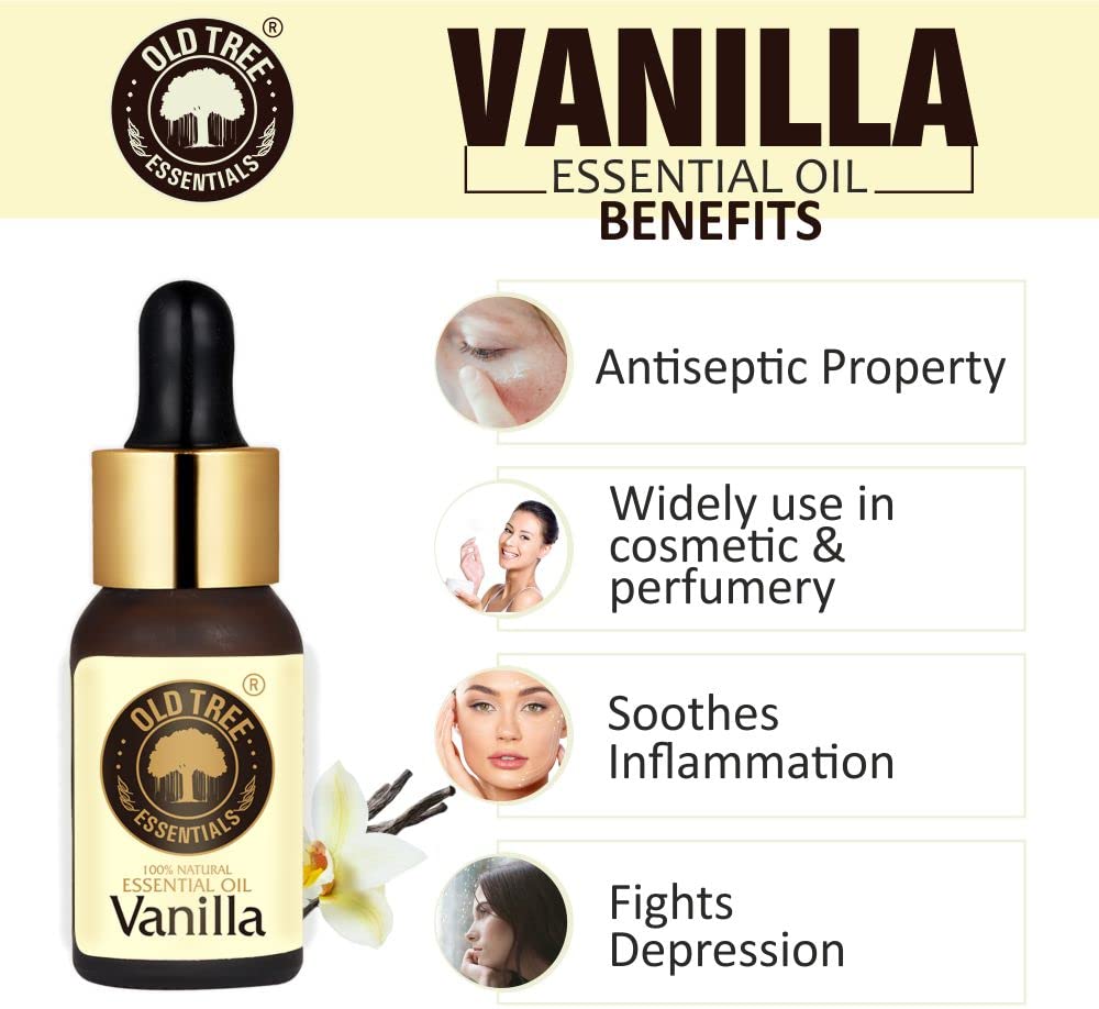 Old Tree Vanilla Essential Oil for Home Fragrance (30ml) - Essential Oil for Skin, Face, Hair, Diffuser, Candle Making - Pure Vanilla Scent Oil with Dropper for Aromatherapy & Relaxation