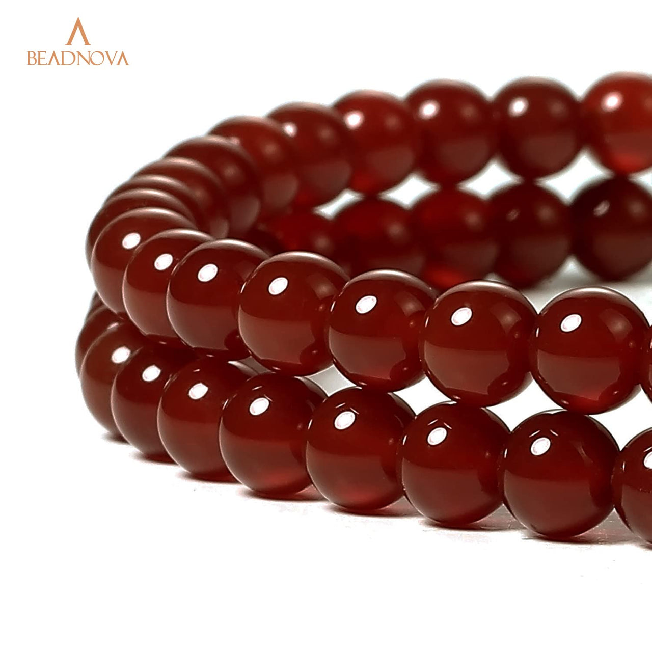 BEADNOVA Red Agate Beads Natural Crystal Beads Stone Gemstone Round Loose Energy Healing Beads with Free Crystal Stretch Cord for Jewelry Making (6mm, 62-64pcs) 6mm 02) Red Agate Round Beads