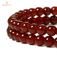 BEADNOVA Red Agate Beads Natural Crystal Beads Stone Gemstone Round Loose Energy Healing Beads with Free Crystal Stretch Cord for Jewelry Making (6mm, 62-64pcs) 6mm 02) Red Agate Round Beads