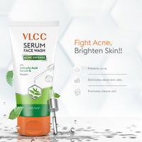 VLCC Serum Facewash - 100ml | with Salicylic Acid Serum to Unclog Pores & Neem to Prevent Acne | Dermatologically Tested | Kills 99% germs that cause acne
