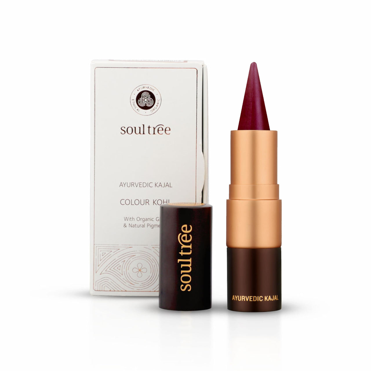 SoulTree Ayurvedic Kajal | Purple Haze Kajal 008 | Pink Shade | Enriched with 100% Organic Ghee, Almond Oil & Camphor | Soothe, Cool & Nourish Eyes | 3gm