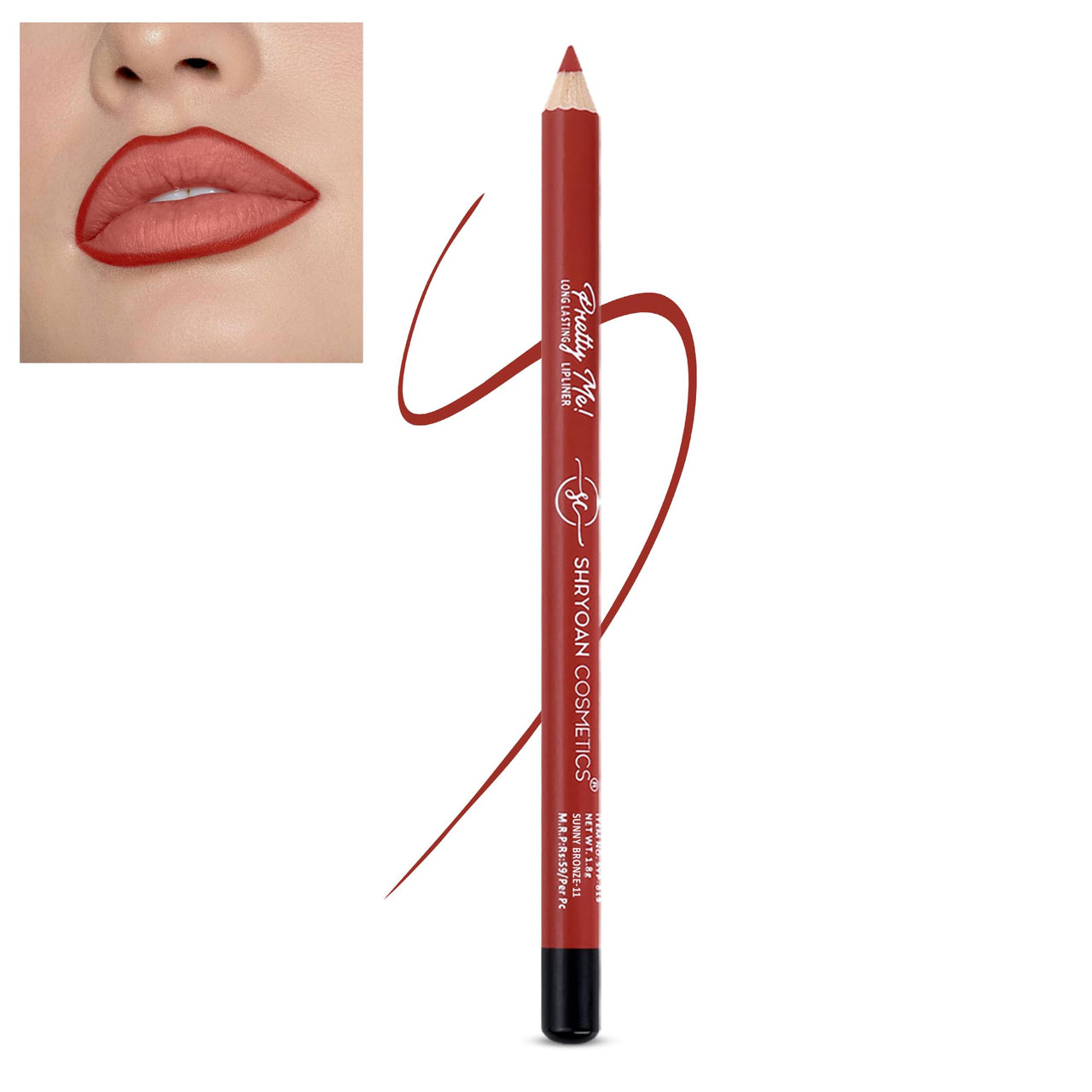 Shryoan Pretty Me Bold Lipliner & Eye Liner Pencil | Waterproof & Smudge Proof | Long-lasting Lip Liner | Matte Finish Lip Pencil | Non-drying Formula (pack of 1, pack of 1)