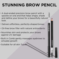 Colorbar Stunning Brow Pencil Chestnut, Dark Brown, 1.08g | Lightweight | Smudgeproof | Oil free formula