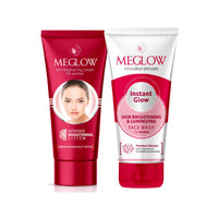 Meglow Women Fairness Combo Pack of 2- Fairness Cream (50g) with Aloevera Extract & Vitamin E |Instant Glow Facewash 70g With Skin Brightening and Luminizing |Paraben Free Formula