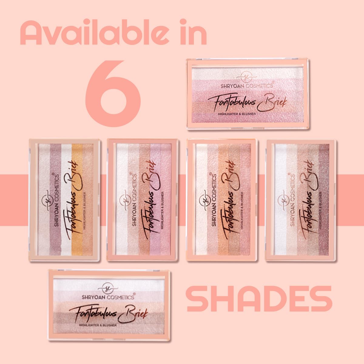 Shryoan Fantabulous Brick Highlighter & Blusher Palette| Highly Pigmented Powder with Glam Look & Flawless Finish (7g) (Shade 03)