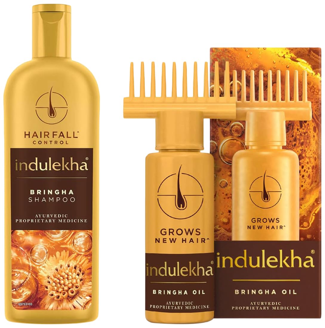 Indulekha Bringha Anti Hair Fall Shampoo, 200ml And Bhringa Hair Oil 50 ml