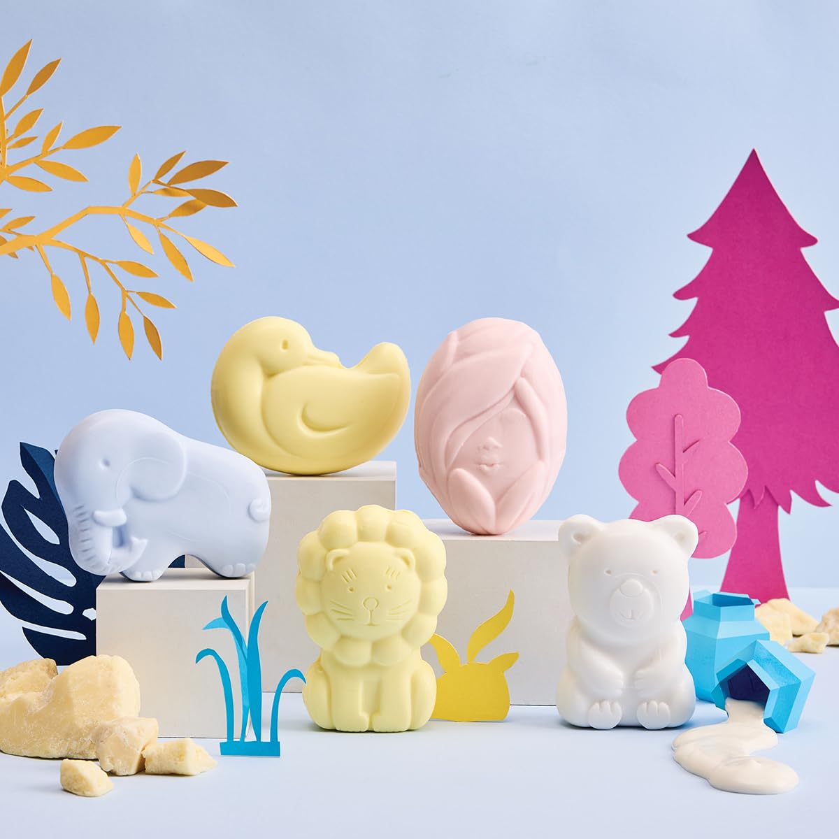 Softsens Assorted Pack of 5 Kids Soap | Gentle & Nourishing with Shea Butter & Milk Cream | Dermatologist Tested and Approved (75gm)