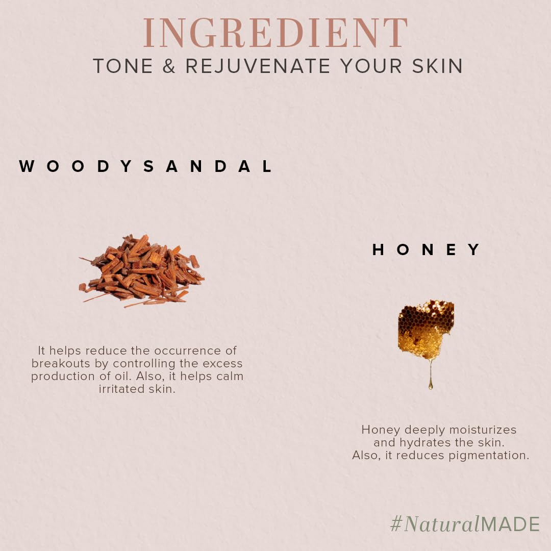 Khadi Natural Woody Sandal & Honey Soap| Even Outs Skin Tone| Makes Skin Glow | Suitable for All Skin | Pack of 3 | (100 * 3) (300 gm)