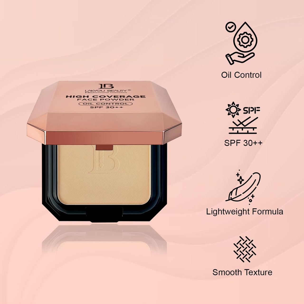 Lakyou Beauty 2in1 High Coverage Compact Powder | Oil Control | SPF-30++ | Waterproof | Matte And Shimmer Shade | Long Lasting | 30g 05(Rich Nude))