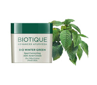 Biotique Bio Green Apple Fresh Daily Purifying Shampoo and Conditioner for Oily Scalp and Hair, 180m And Biotique Bio Winter Green Spot Correcting Anti Acne Cream, 15g