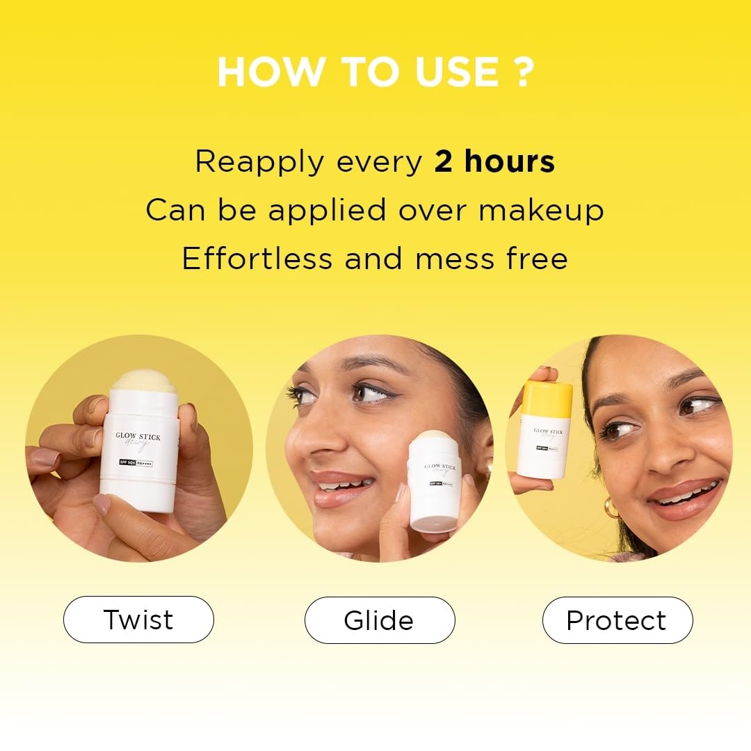 SunScoop Glow Stick Dewy SPF 50+ PA++++ |, UVA UVB rays protection| Vitamin C for glow | Oats for dull skin | Dewy Finish | Easy Reapplication | No White cast | Combination to Dry skin | 18g