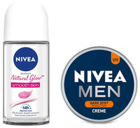 NIVEA Men Creme, Dark Spot Reduction Cream, 75ml And NIVEA Deodorant Roll-on, Whitening Smooth Skin, 50ml