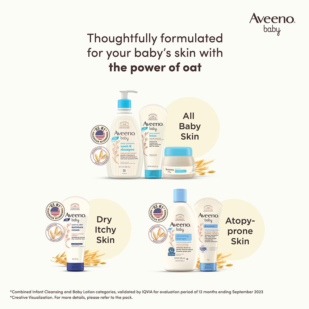 Aveeno Baby Daily Moisture Hydrating Facial Gel (Cream) 60g I Ultra-light | 24 hours moisturisation Face cream | Triple oat extract & avocado oil I Paediatrician recommended